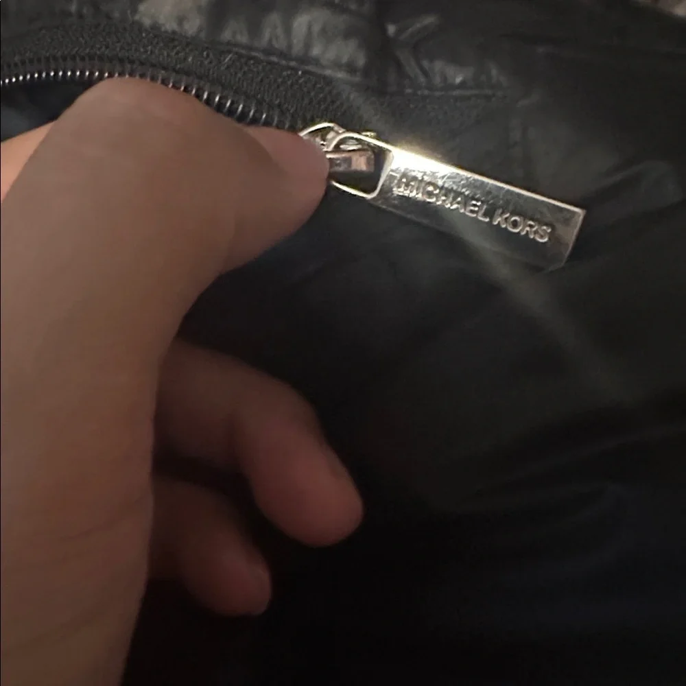 Michael Kors Black Puffer Coat with Faux Fur Trim